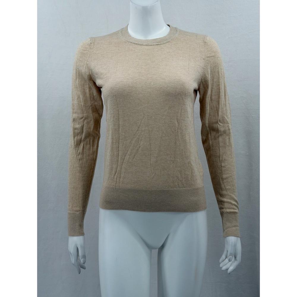 Quince Sweater Womens Small Tan Lightweight Cotton Cashmere Crew Neck Neutral
